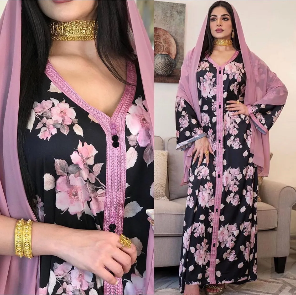 Мусульманское женское арабское платье jalabiins Wind Middle East Ramadan Abaya