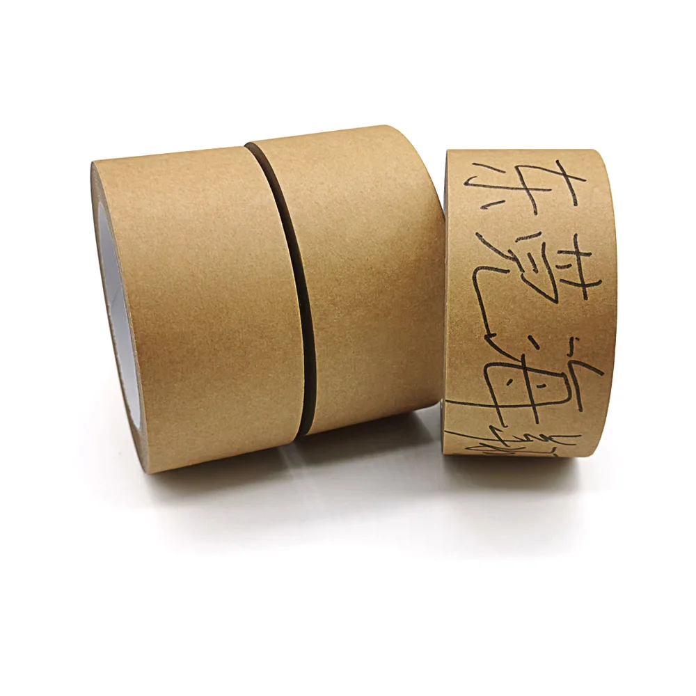 Customized printed Eco friendly Brown self adhesive gummed writable kraft tape