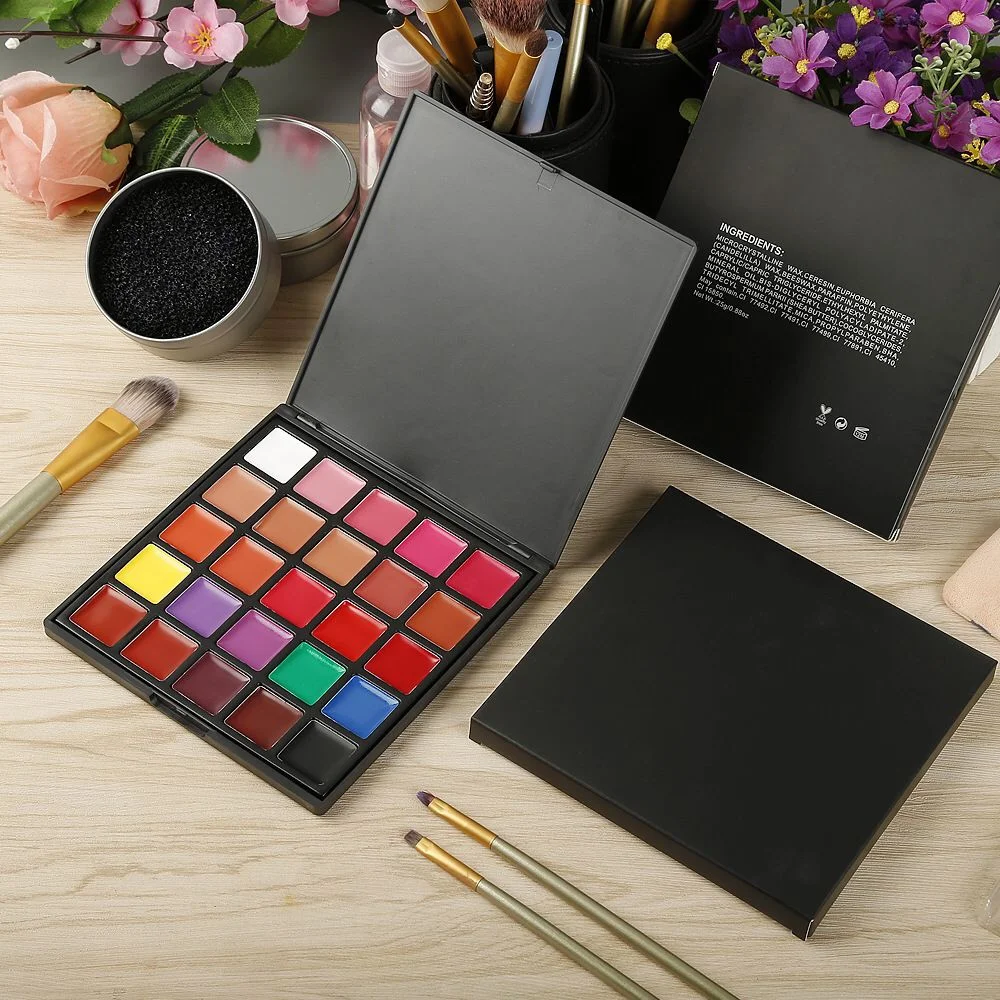 Wholesale vegan 25 color matte lipstick palette moisturizing creamy lipstick palette  waterproof easy to color makeup hot sale