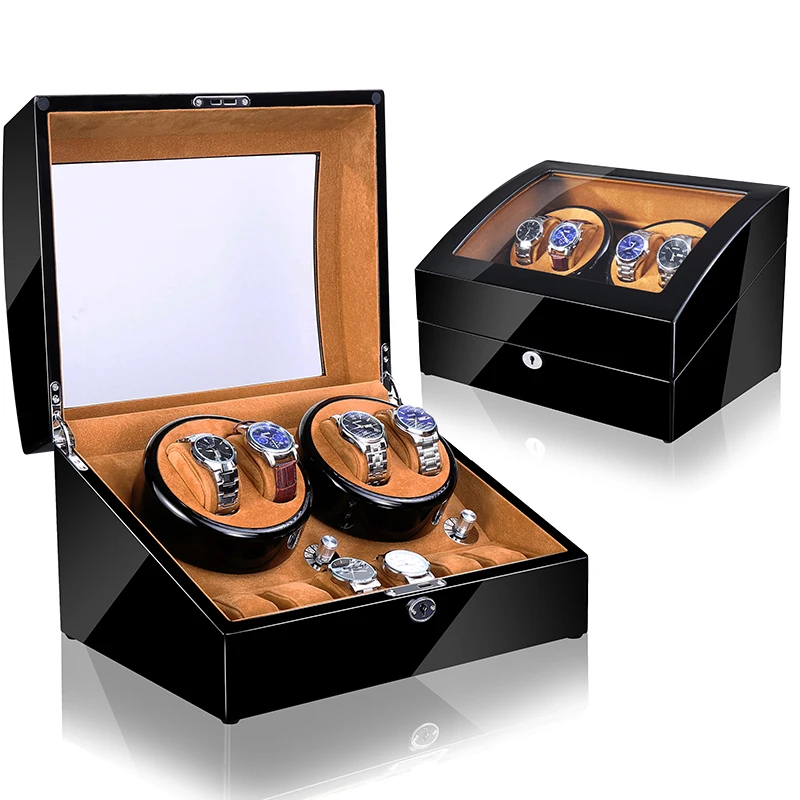 Led Light Orbit Automatic Mabuchi Motor Watch Luxury Rotating Winder Box Can Hold 4 Mechanical Watches and 6 Quartz Watch 4+6