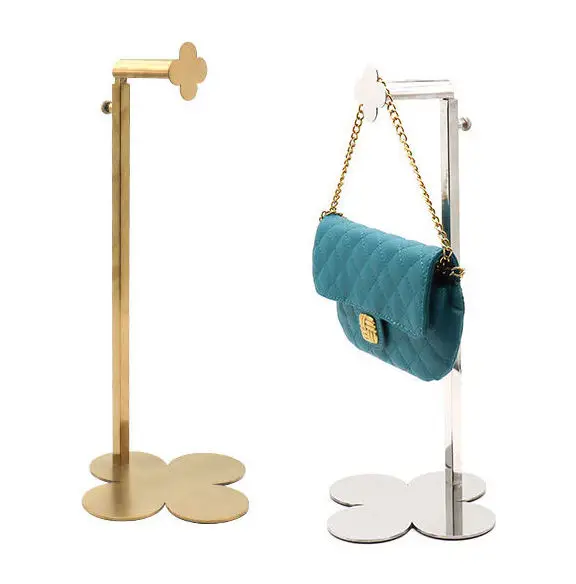 Custom Hanging Handbag Holder Metal Hand Bag Rack Luxury Gold Bag Display Stand for Shop