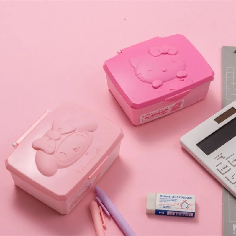 Botu Hot kawaii Case Girl kitty anime kitty melody Desktop Cotton Swab Cotton Pad Stationery Organizer Makeup Storage Box