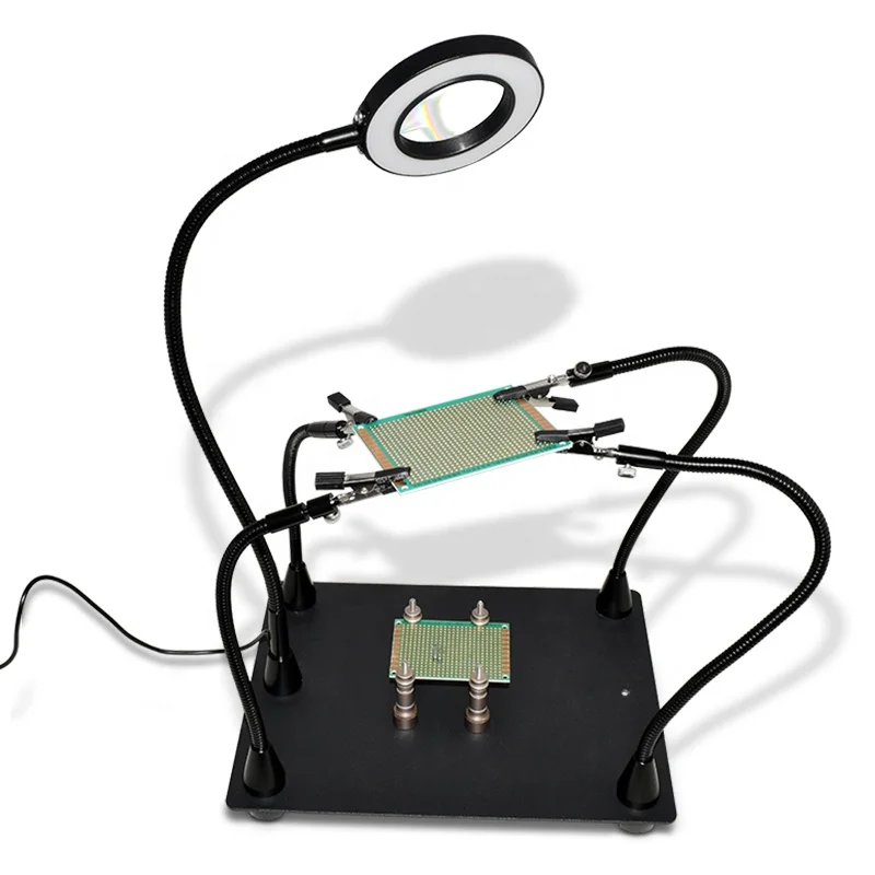 Mobile phone maintenance welding fixture PCB circuit board auxiliary clip Magnifying glass with LED light board fixture
