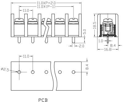 Барьер клеммный блок 11 мм Шаг латунь pcb барьер цзиня XY865A DEGSON DG65C-B KEFA KF65C-B завод