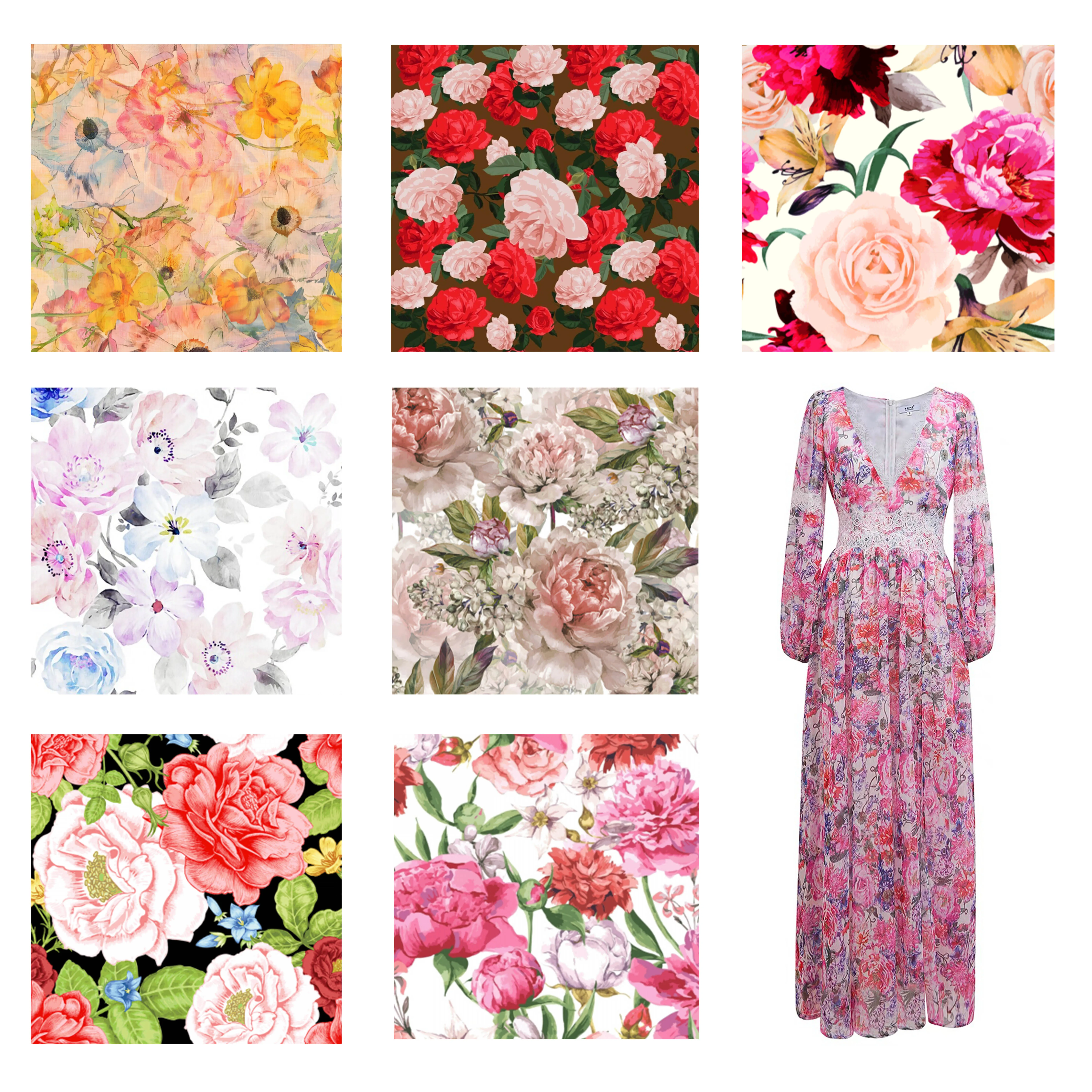 High Quality Flowers Polyester Shifon Material Custom Floral Print Chiffon Fabrics For Dresses Clothing
