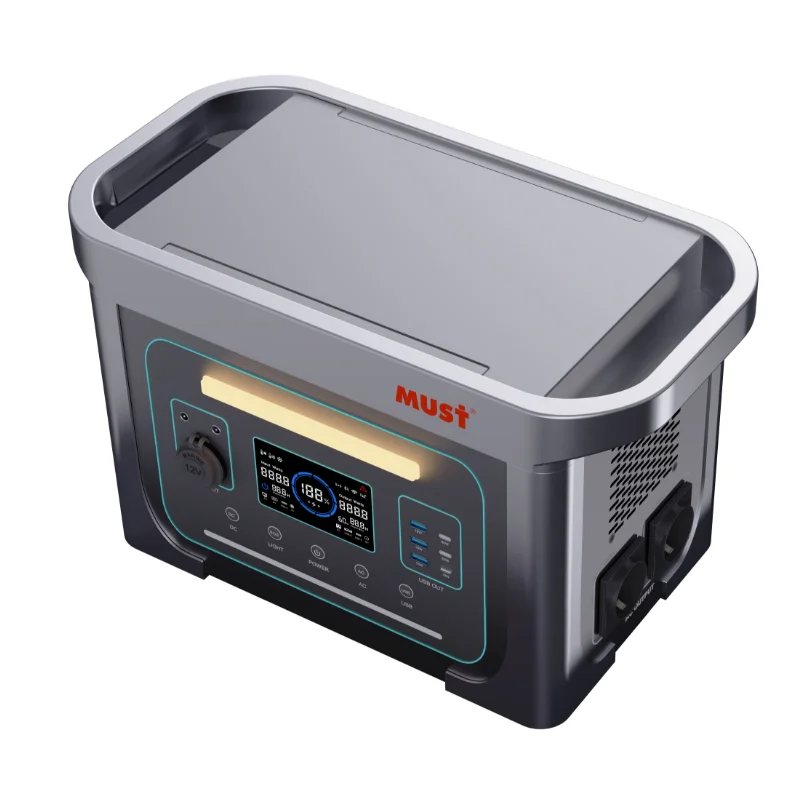 MUST brand power station rated power 1000w output  built in LiFePO4 battery 1331WH with bluetooth wireless phone charger