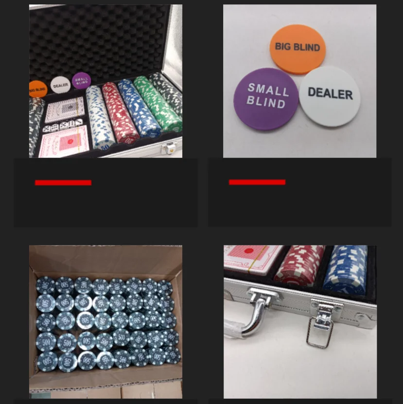 500PCS Hot Style ABS Chips Cheap Poker Chips Suitcase Including Poker, Dealers, Dices and Chips for Sale