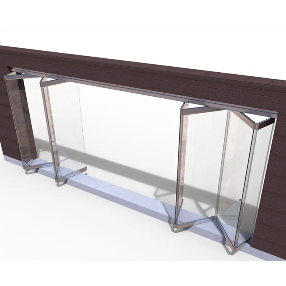 Cheap price exterior and interior use frameless sliding folding glass doors glazed partition door for office