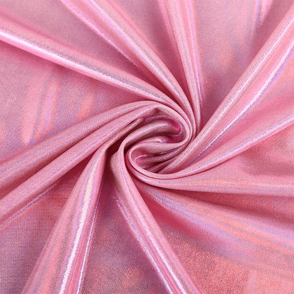 Wholesale Four Side Shiny Shattered Glass Neon Holographic Polyester Foil Print  Fabric Foil Fabric