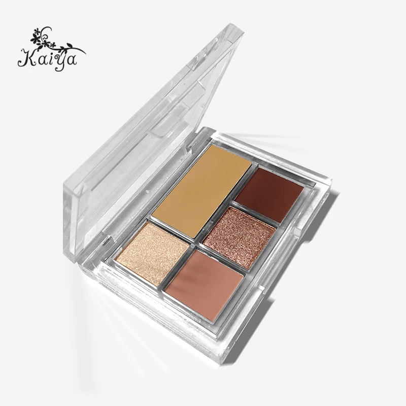 OEM Clear 5 Color Sweatproof Shimmer Eyeshadows Earth Tone Matte Eye Shadow Highly Pigmented Creamy Makeup Eyeshadow Palette