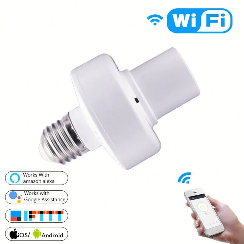 2020 Newest Tuya Smart Life WiFi Wireless Lighting Holder E27 LED Wifi Light Bulb Socket Smart Lamp Base (1600075880348)
