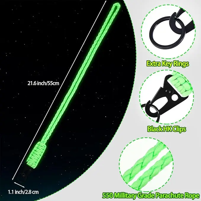 Heavy Duty Paracord Lanyard Whistles Strap Braided 550 Keychain Lanyard for Outdoor Activities