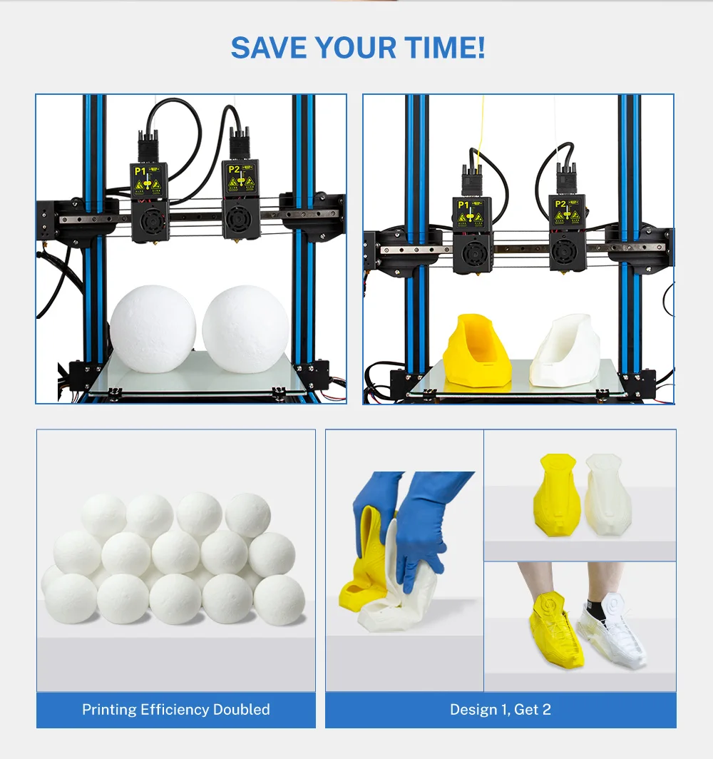 
Flythinking black DIY dual extruder multi-function Full-color touch screen portable pla 3d printer 