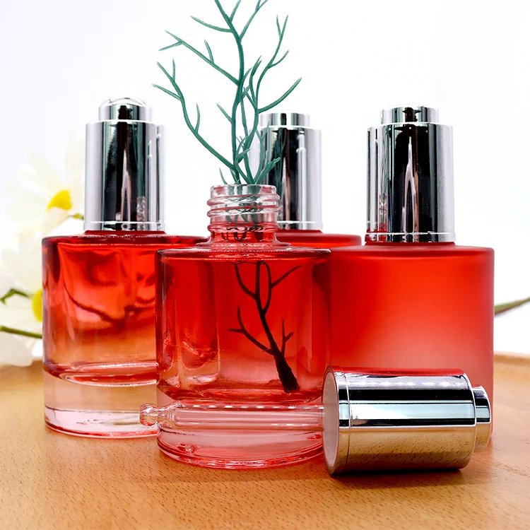 Reliable And Cheap Matte Dropper Bottle ,Push Button Flat Shoulder 30Ml Frosted Cosmetic Glass Botol Parfum