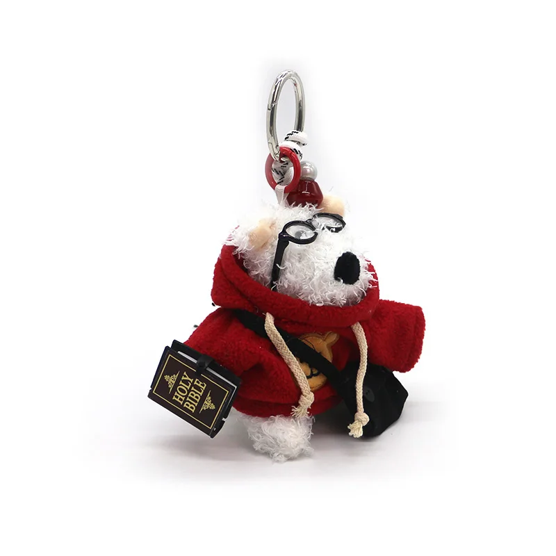 Red sweater bible puppy keychain pendant cute doll book bag charm couple small gifts wholesale