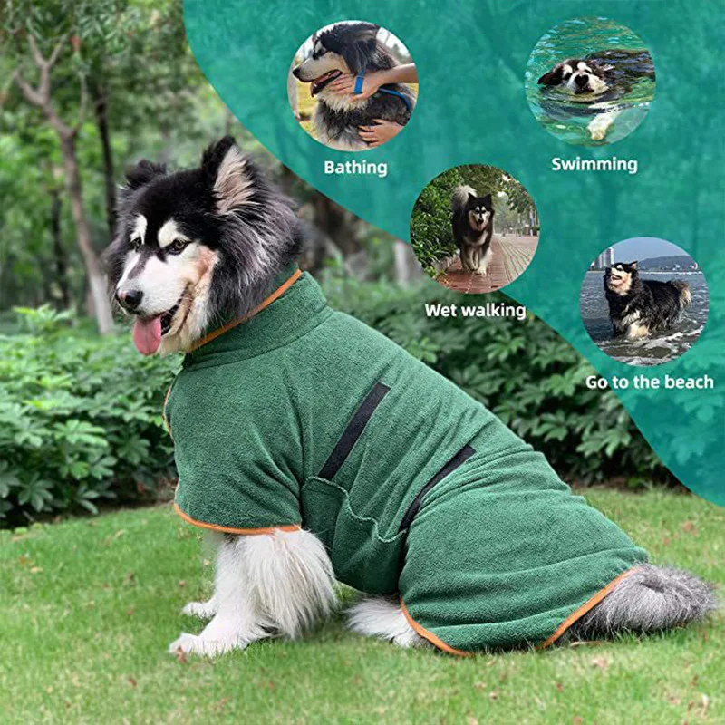 Hot Sell Bone Dry Pet Grooming Towel Absorbent Dog Bathrobe Bath Towel Microfiber Pet Drying Coat