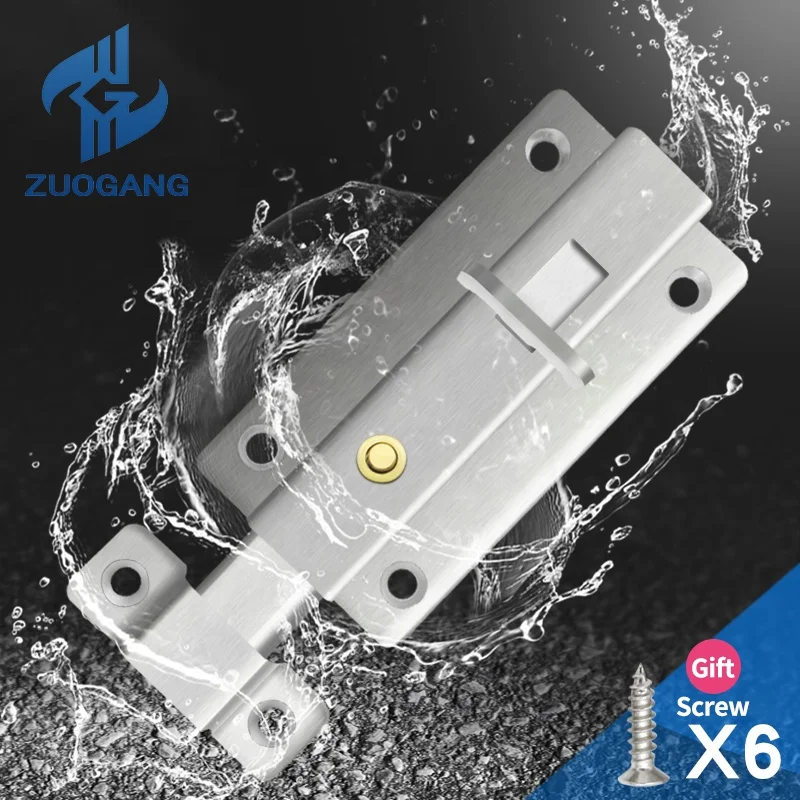Heavy Duty Stainless Steel Security Press Button Door Slide Latch Barrel Bolt Lock Surface Mounted Modern Door Bolts