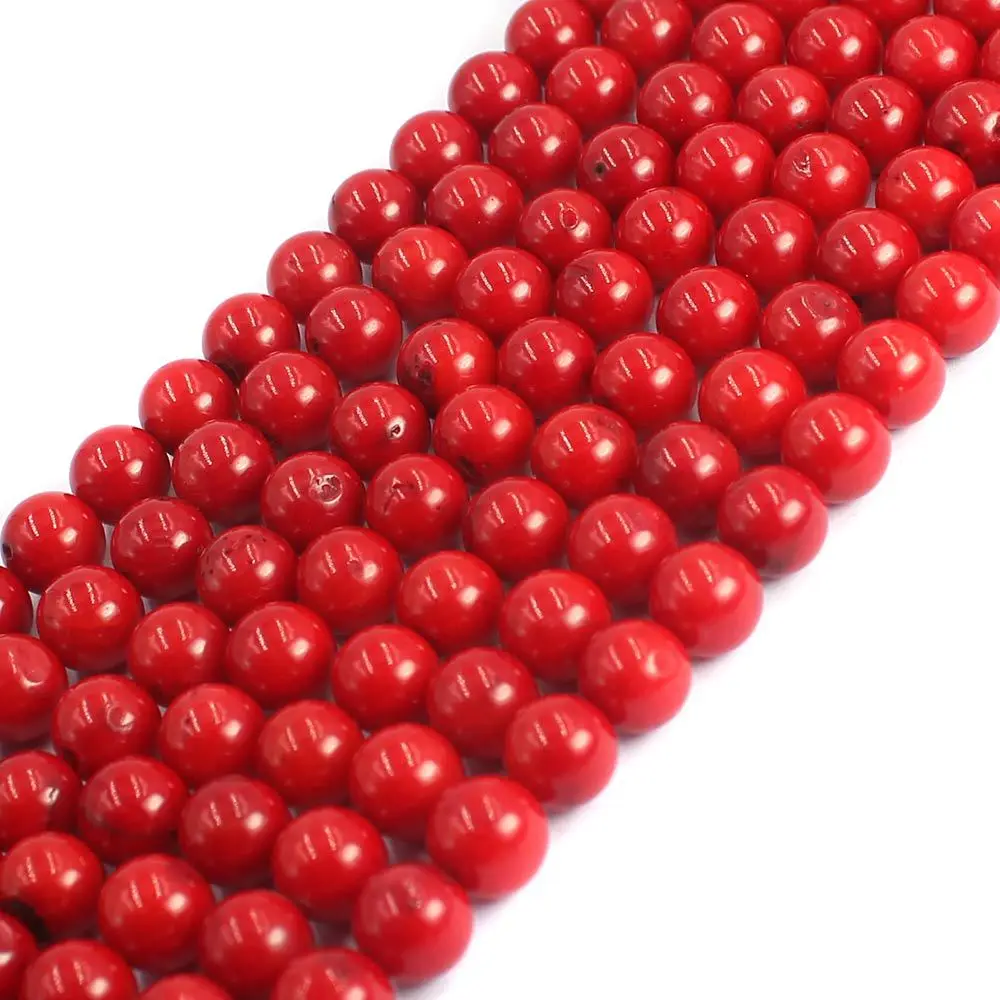 Original Natural Red Coral Round Loose Beads for Sale