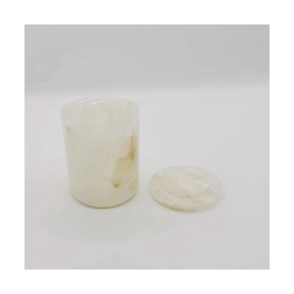 Wholesale luxury white Onyx candle holder candle jar with lid