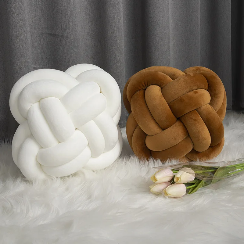 Hot Sale Knotted Woven Throw Pillow Flower Shaped Knot Ball Handmade Chinese Knot Sofa Bedroom Cushion