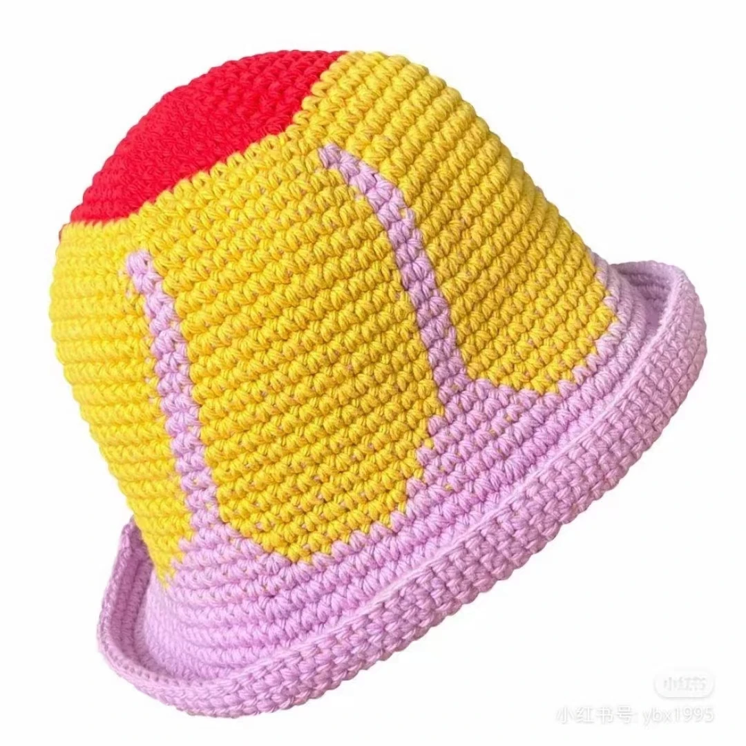 Fashion Womens Handmade Flower Crotchet Hat with Flowers Bucket Hat Knitted Cotton Fishermen Hats