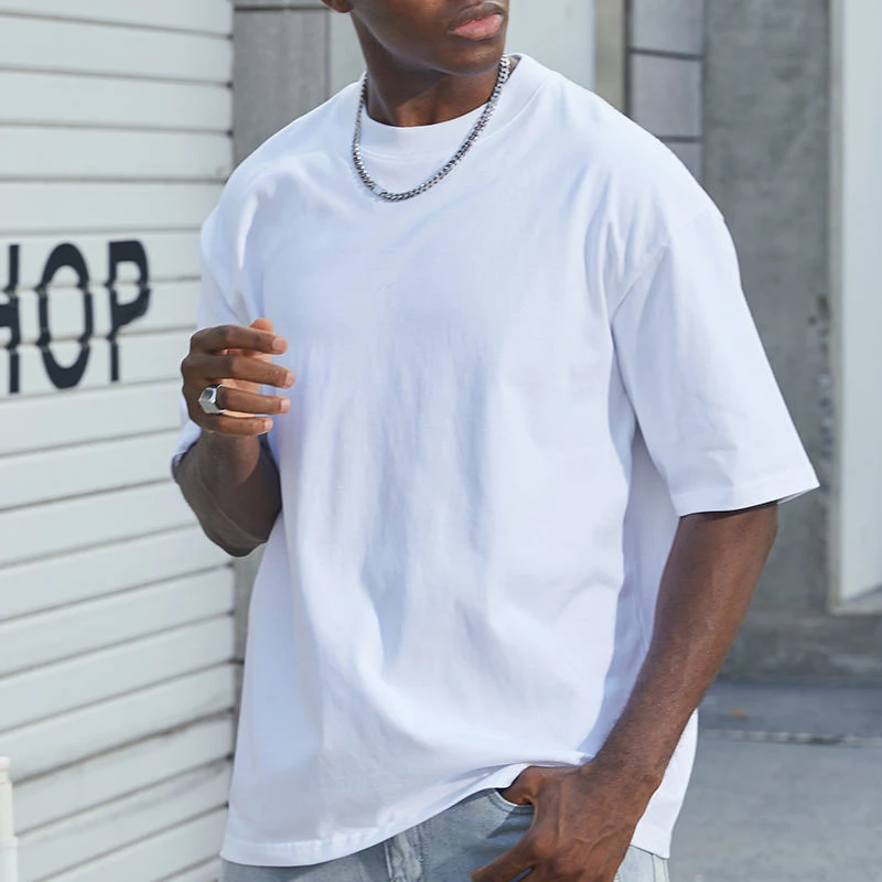 Plus Size Mens Drop Shoulder 100% Thick Custom Heavyweight T-Shirt Oem Boxy Blank Heavy Weight Cotton T Shirt Oversized tshirt