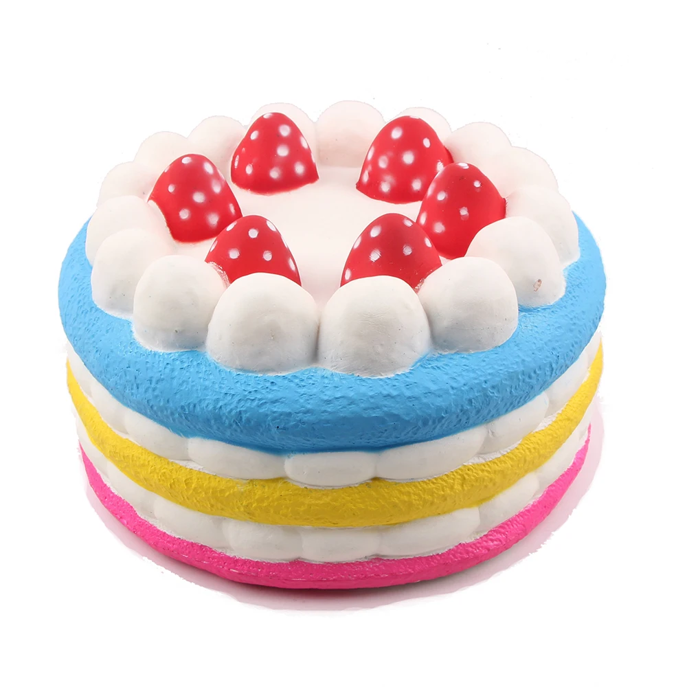 Полиуретановая пена красочная клубника торт игрушка Большой торт Squishy