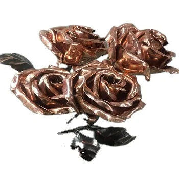 Copper Wall  Art Rose Flower 4 inch Cream Ceramic Floral Decor Copper Wall Art