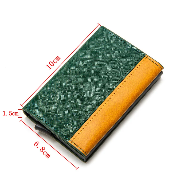 Credit Card Holder With Banknote Compartment RFID Blocking Pop up Wallet Fashion Slim Leather Card Wallet ID Card Holder