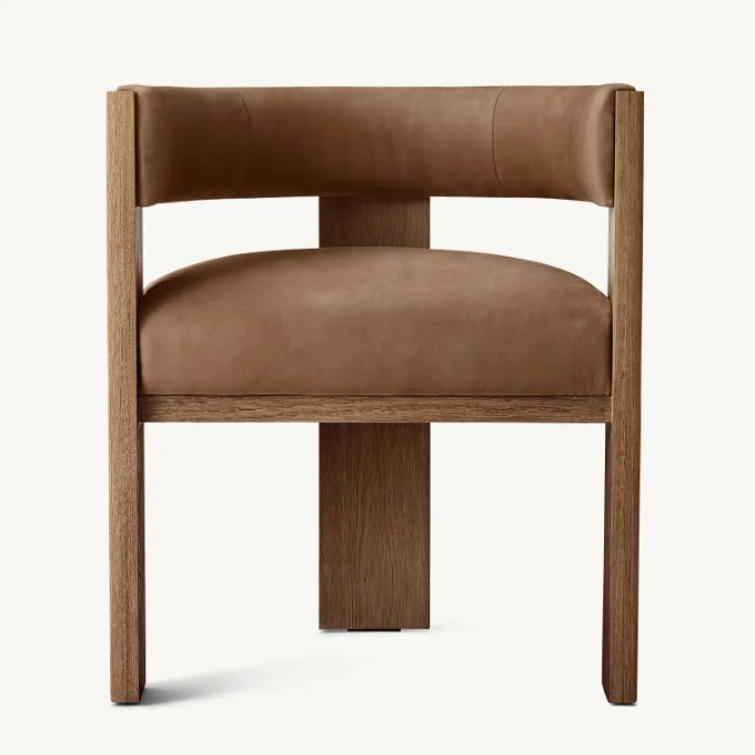 High Quality Home Wooden Chairs Furniture Leather Seat Dining Armchair