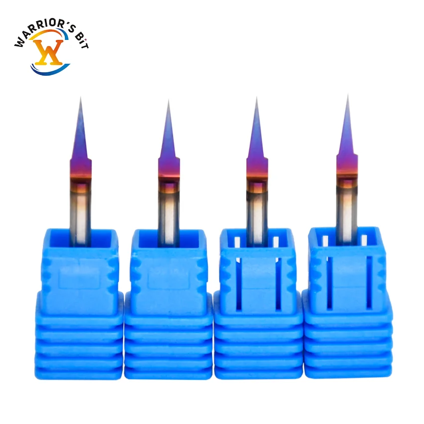 Solid Tungsten Carbide Single Flute Flat Bottom V Bit for Metal Tin and Coated NaCo Blue Engraving Bit