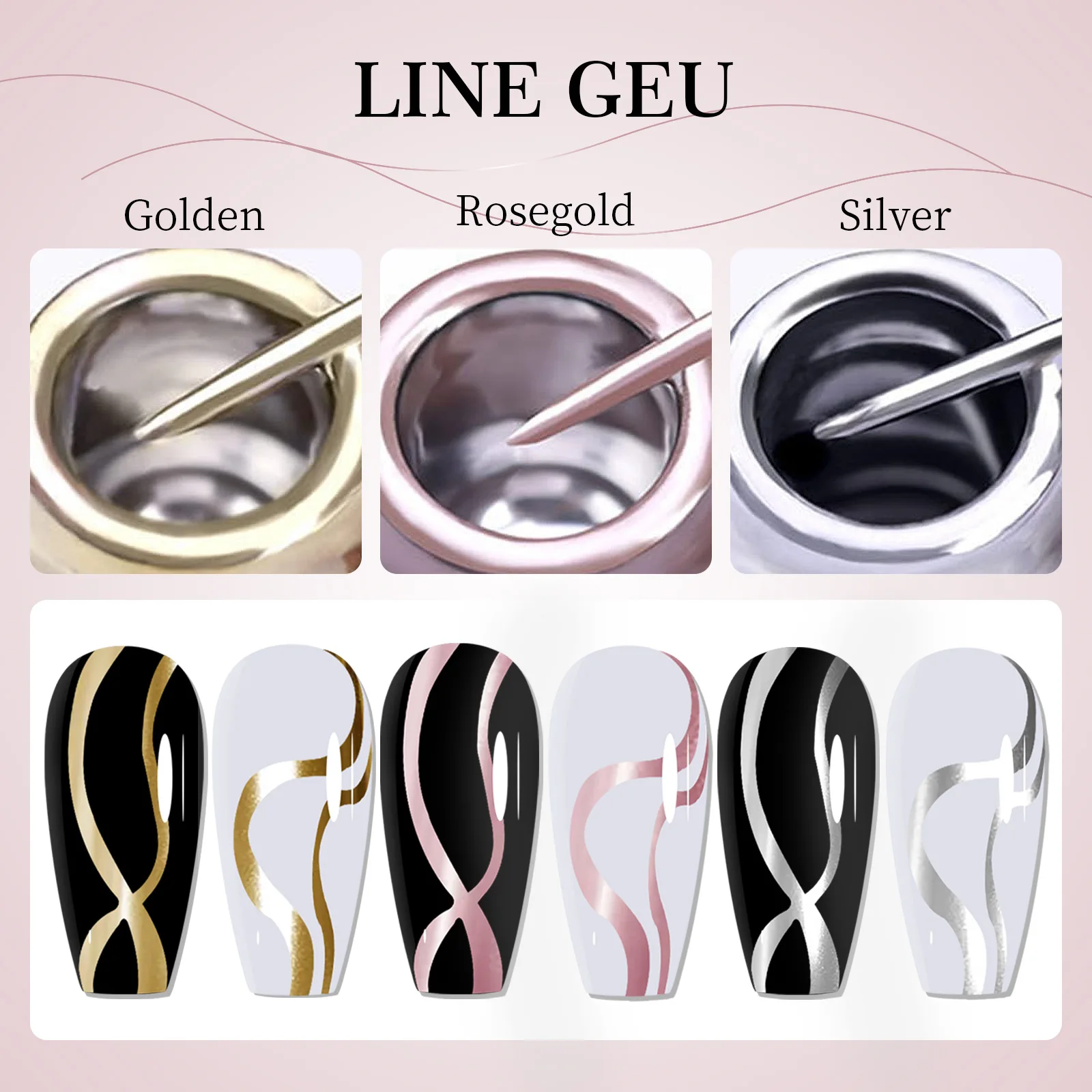 Metal Wire Glue High Density Painted Nail Drawing Glue Gold Silver Classic Phototherapy Nail High Quality Nail Art Material