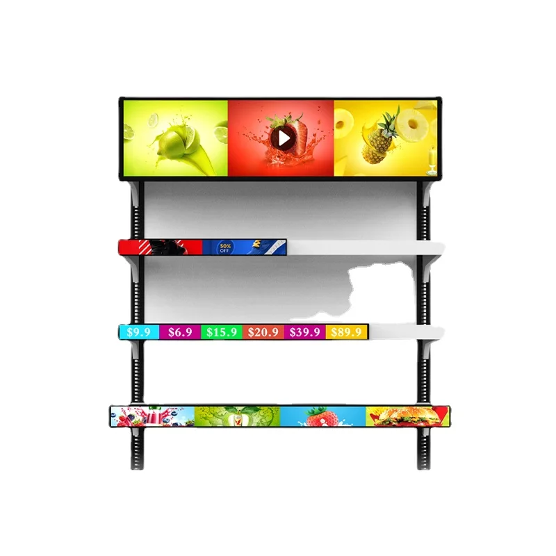 Custom size 55 inch Ultra Wide High-Resolution Stretched Bar Type LCD Advertising Display for Supermarket Shelf Retail
