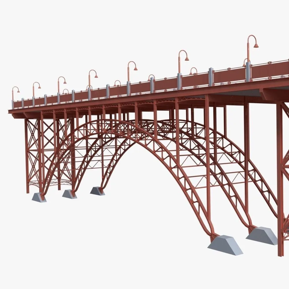 
Modular Design Small Truss Stainless Structure Steel Bridge For Garden Pond With Decking Grating Grid Railing Components Sale 