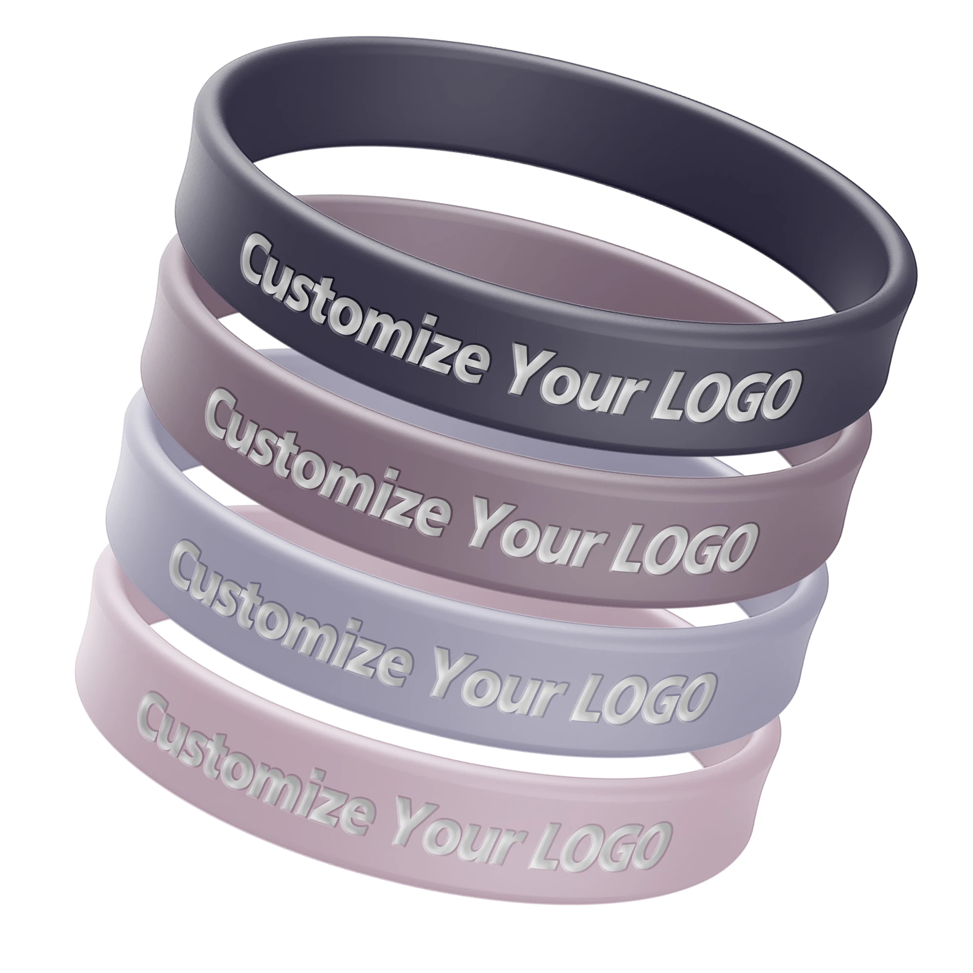 Personalized Silicone Wristbands No Minimum Customized Embossed Logo Rubber Silicon Bracelets Wrist Band Custom