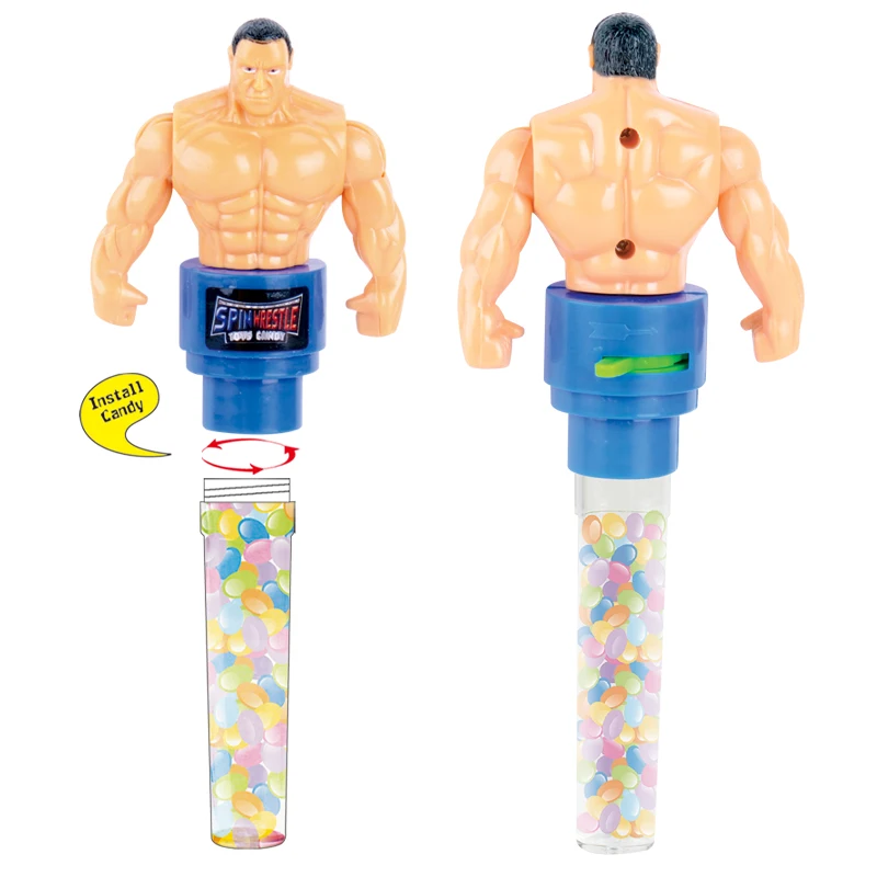 Китайские пластиковые игрушки для мальчиков, конфеты, вращающиеся пугающие желейные конфеты Hercules с конфетами внутри