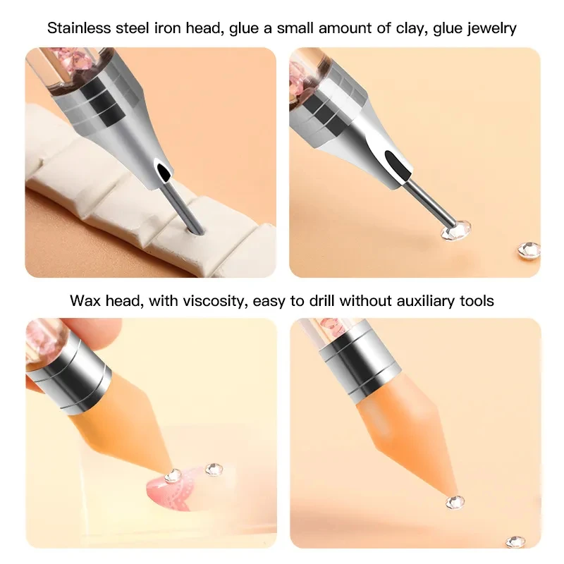 Rhinestone Pick Multi Color Nail Art Point Drill Drawing Tools Dual-Ended Nail Point Drill Pen Dot Painting Point Pen