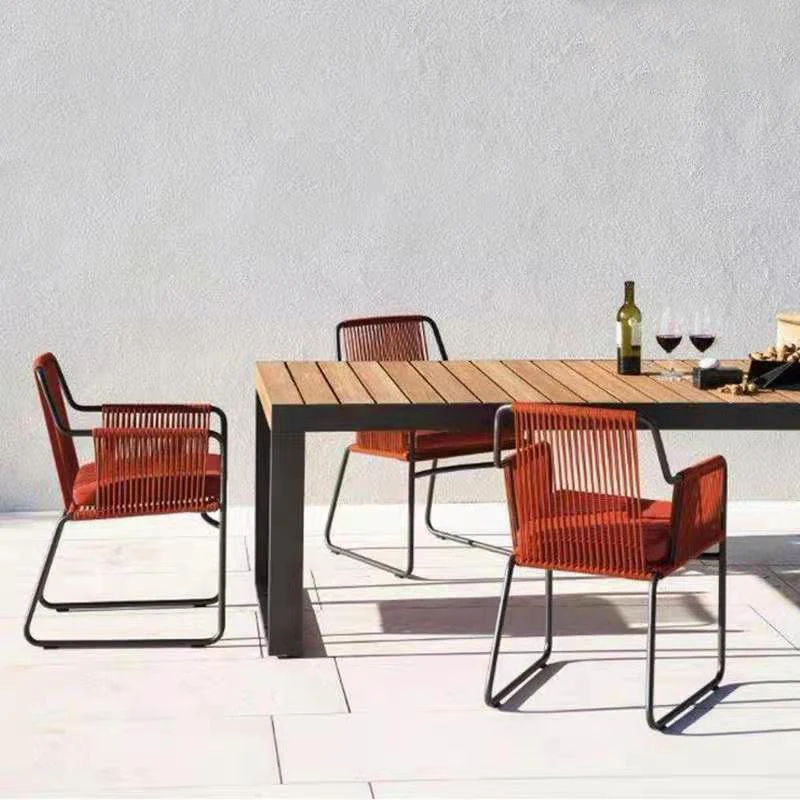 
Outdoor Used Restaurant Rattan Rope Garden Furniture Set Aluminum Armchairs for outdoor dinning set 