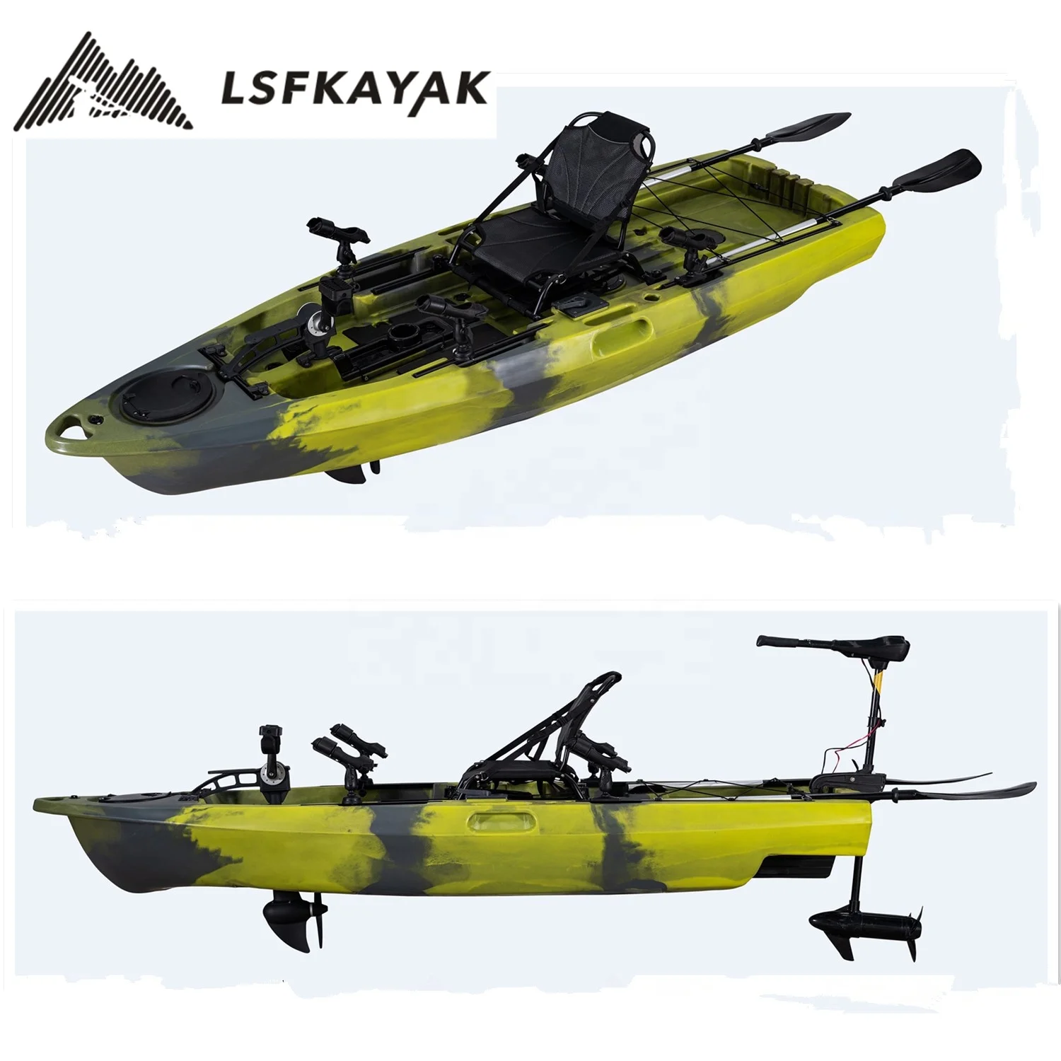 LSF Manufacturer Plastic Electronic-ready Pedal Drive Kayak Boat With Motor Fishing Accessories