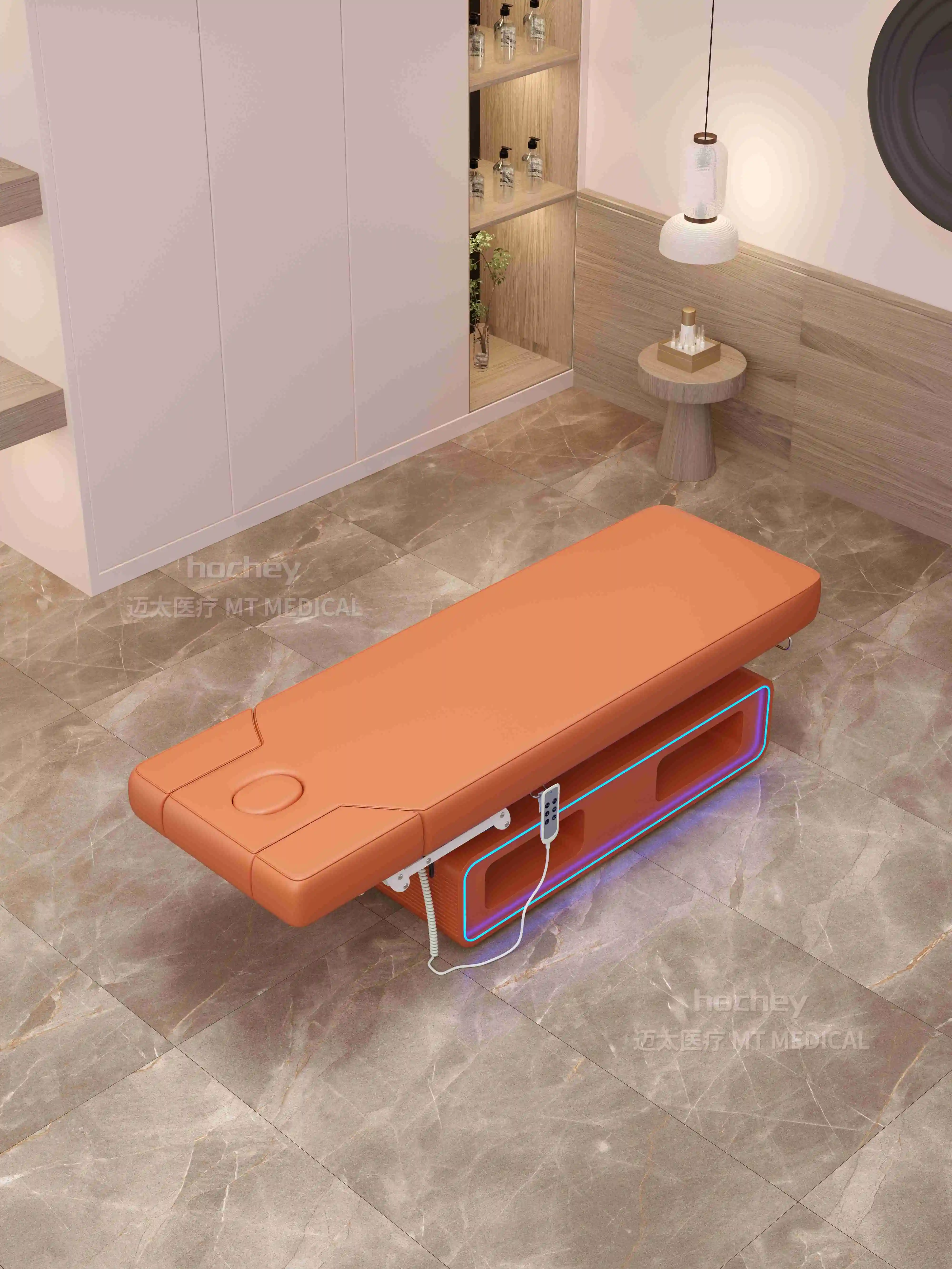 Hochey Beauty SPA Electronical Salon Furniture With Lights and Heating Function Golden Base With 3 Motors