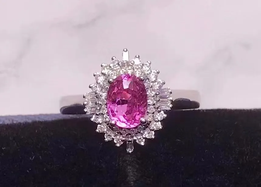 Sgarit роскошные свадебные кольца драгоценный камень с покрытием 18-ти каратным белым золотом 42 шт алмазное 1.77ct розовый сапфир 3 14 г ювелирные изделия из жемчуга для