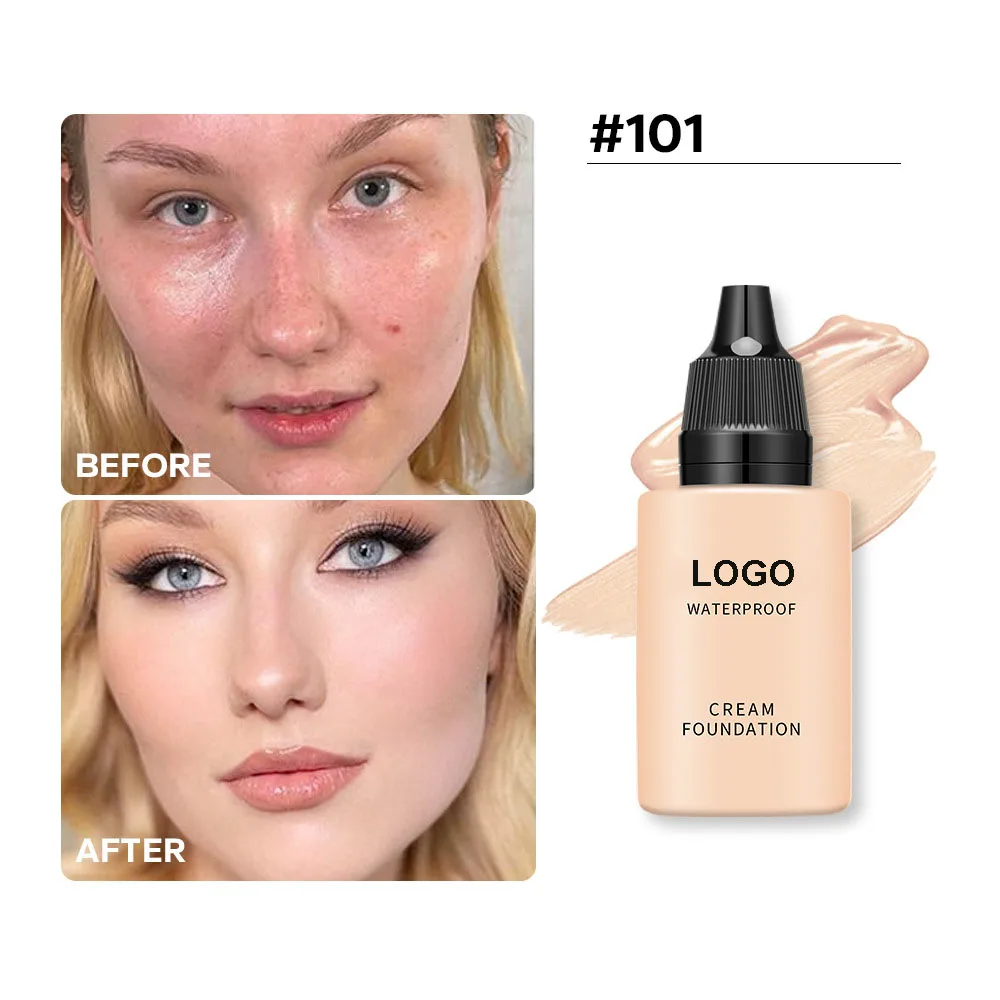 Private Label Makeup Foundation Full Coverage Liquid Foundation Wholesales 9 Colors Female Waterproof Cream Foundation