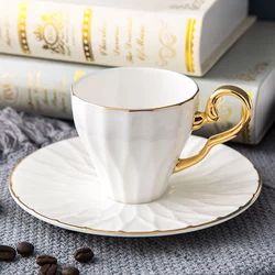 European Style Tea Cup & Saucer Set With Gold Handle