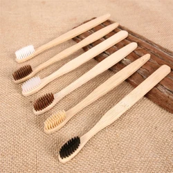 Free Sample Wholesale natural wooden bamboo charcoal bristle toothbrush
