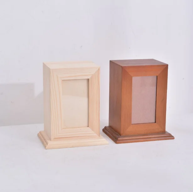 Pet wooden ash boxes pet body ashes dog urns with photo frames