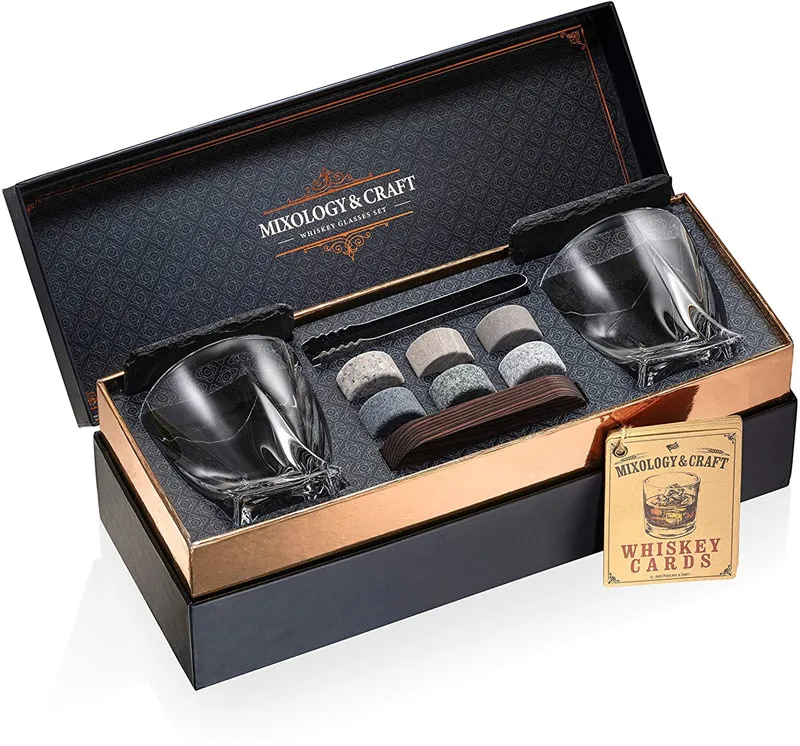 Manufacture new designed whiskey set whisky gift set with whiskey box
