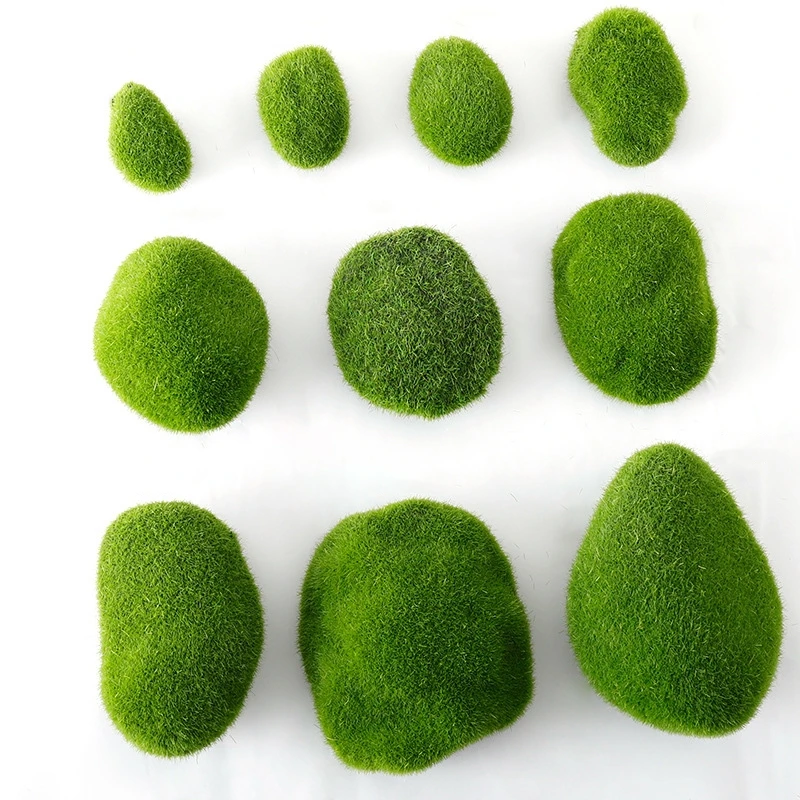 Yopin-2118 Foam Moss Grass Stone 9CM Decorative Artificial Moss Stones For Plant Wall
