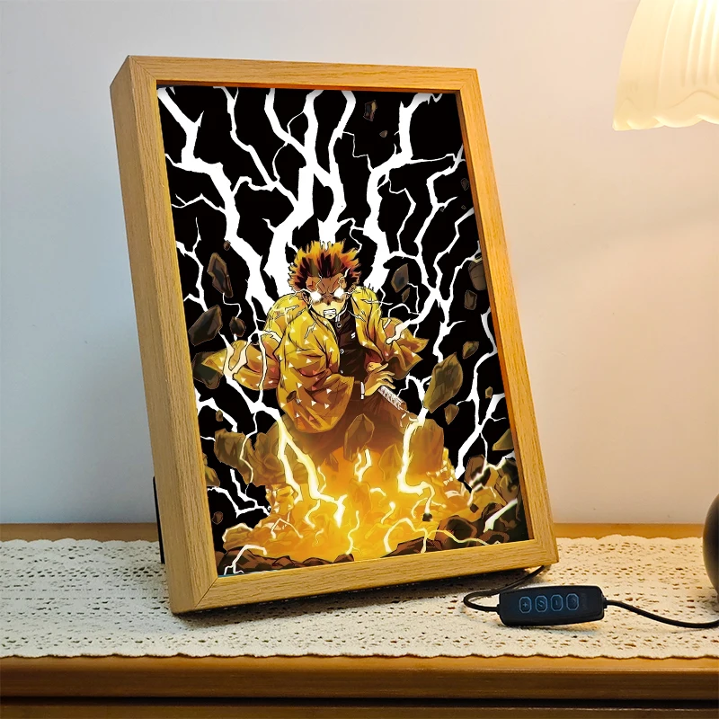 Handmade LED decorative light painting with new Dropshipping acrylic frame bedroom wall lamp in Japanese anime style
