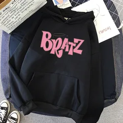 Женская толстовка с капюшоном Bratz белая длинным рукавом и графическим принтом на заказ осень
