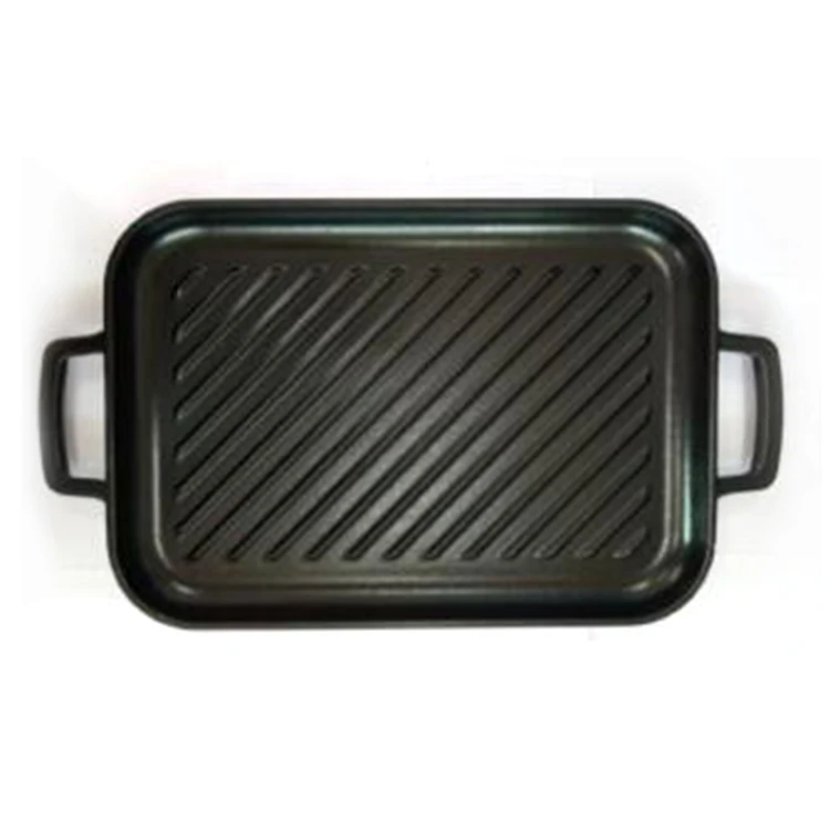 Factory Custom Pre-seasoned Rectangle Skillet Plate Cast Iron Grill Griddle Pan For BBQ